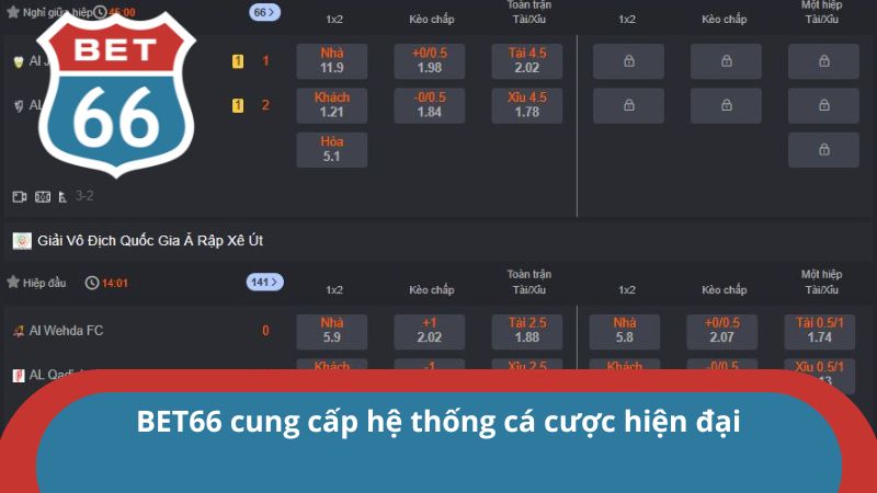 Trang chủ 33 BET66 cung cấp hệ thống cá cược hiện đại