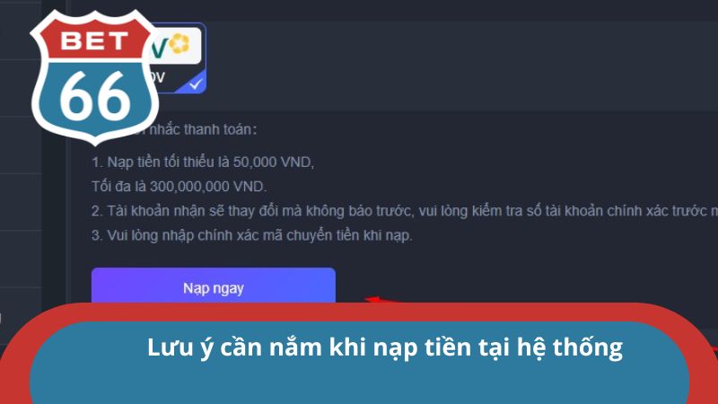 Người chơi cần nạp đúng hạn mức cho phép khi giao dịch